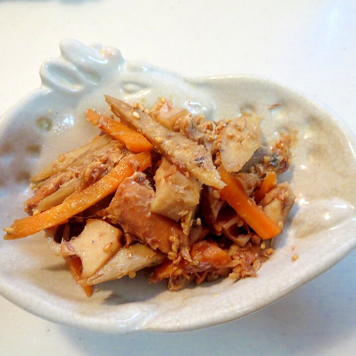 レンジでチン!鯖缶の牛蒡のきんぴら